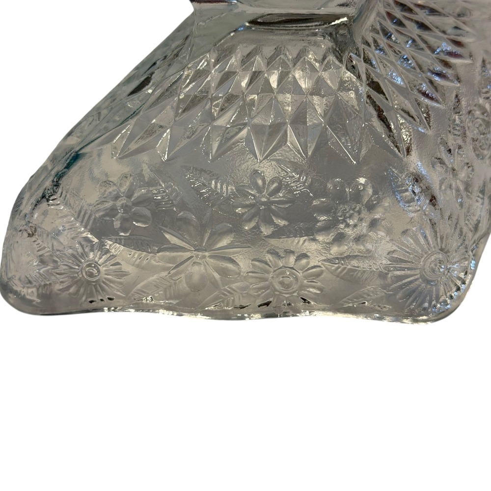Vintage Indiana Glass Pineapple Floral Compote Cottagecore Grandmillennial Dish - Picture 8 of 13